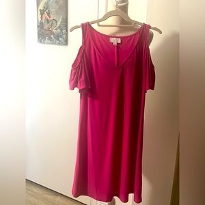🌹IVY Jane EUC Size S Bubble Gum Pink Cold Shoulders Loose Fit MIDI Dress!